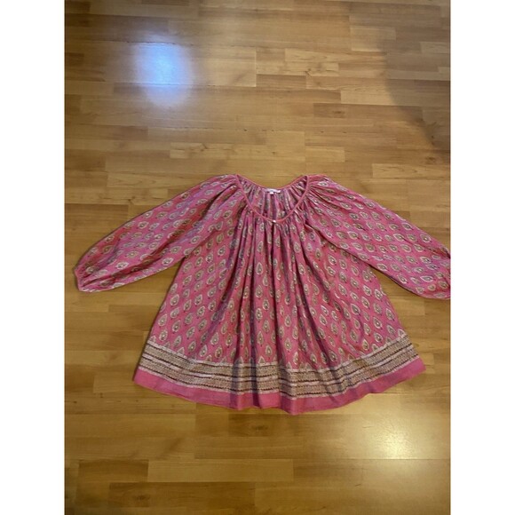 Calypso Saint Barth Size 1 Balloon Sleeve Trapeze Blouse‎ Cotton Coastal Boho - Picture 7 of 14